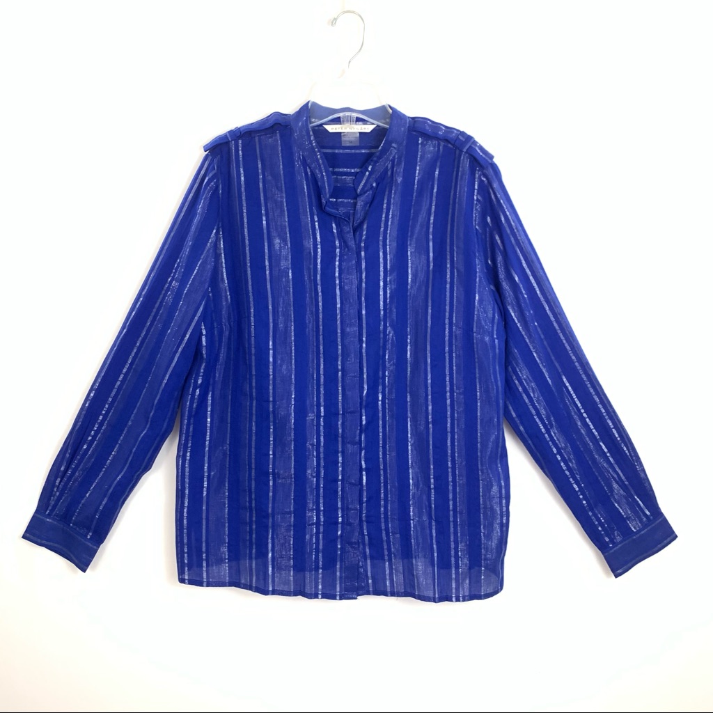 Peter Nygard Blue Buttoned Front Blouse